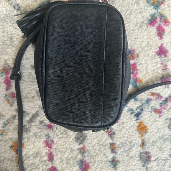 Victoria's Secret Black Leather Crossbody Bag with Tassel - Picture 4 of 5